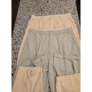 Lot of 2 SYLLABLES SYSTEM Men Pleated‎ Dress Pants Beige Sage Green Size 38 Poly